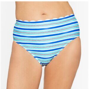 Women's Talbots Swimwear size 12 Blue Stripe Scalloped Tankini Bikini Bottom NWT